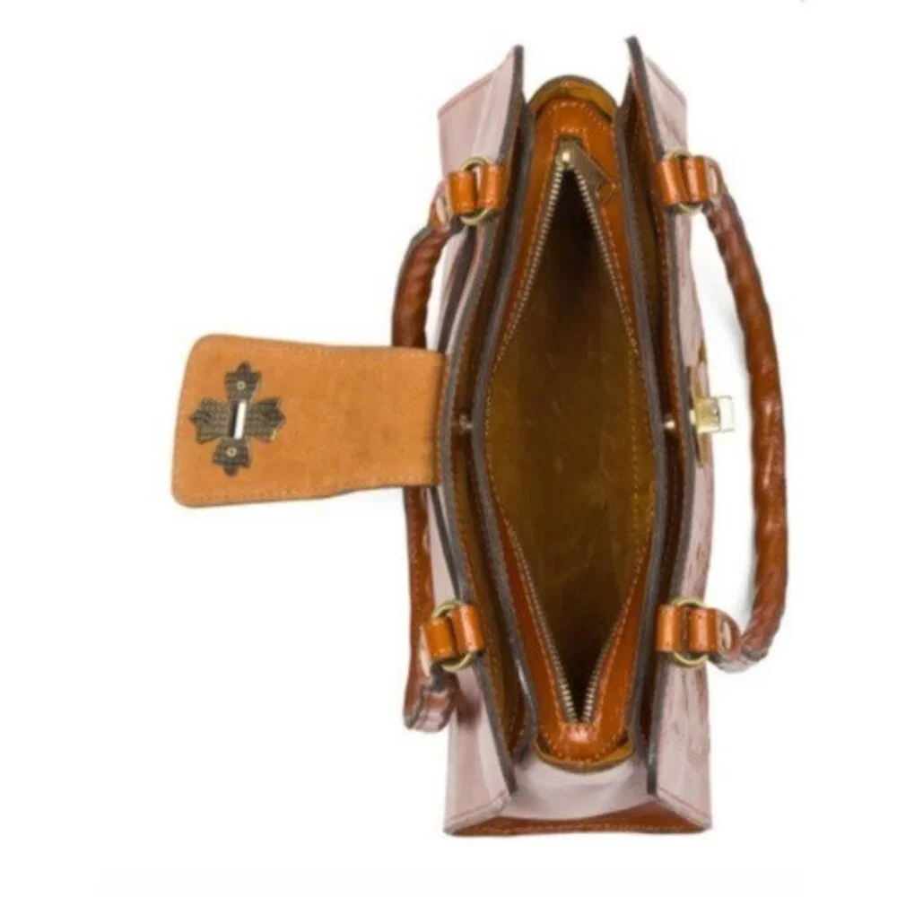 Patricia NASH Rosina Leather Cut Out Tooled Shoulder Handbag Tan
